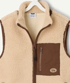 Veste sans manches garçon polaire beige