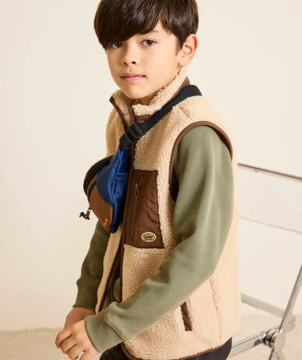 Veste sans manches garçon polaire beige