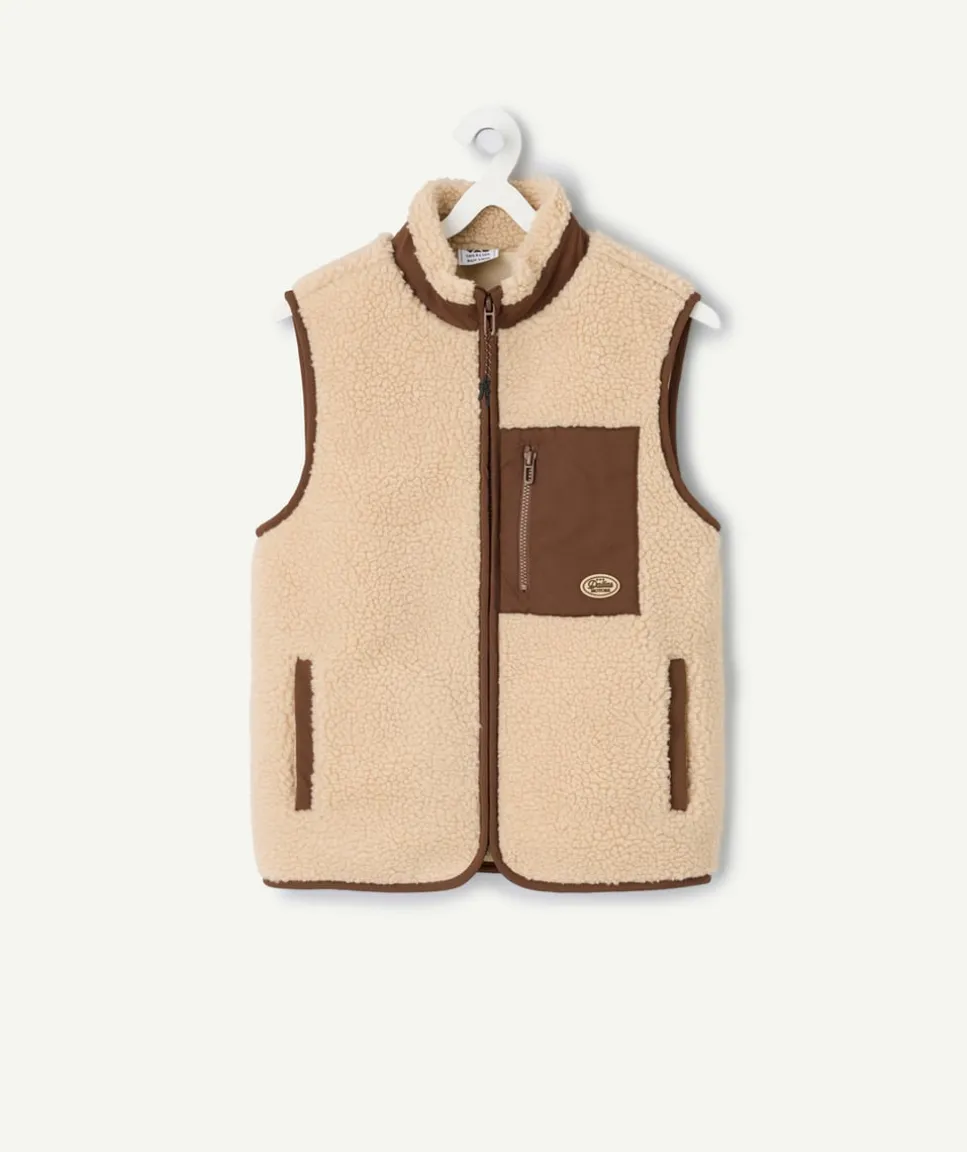 Veste sans manches garçon polaire beige