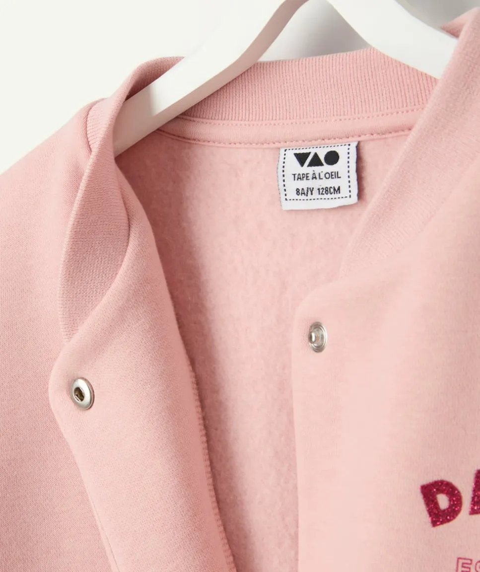 Veste teddy fille rose imprimé