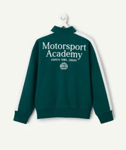 Veste zippée garçon verte et blanche