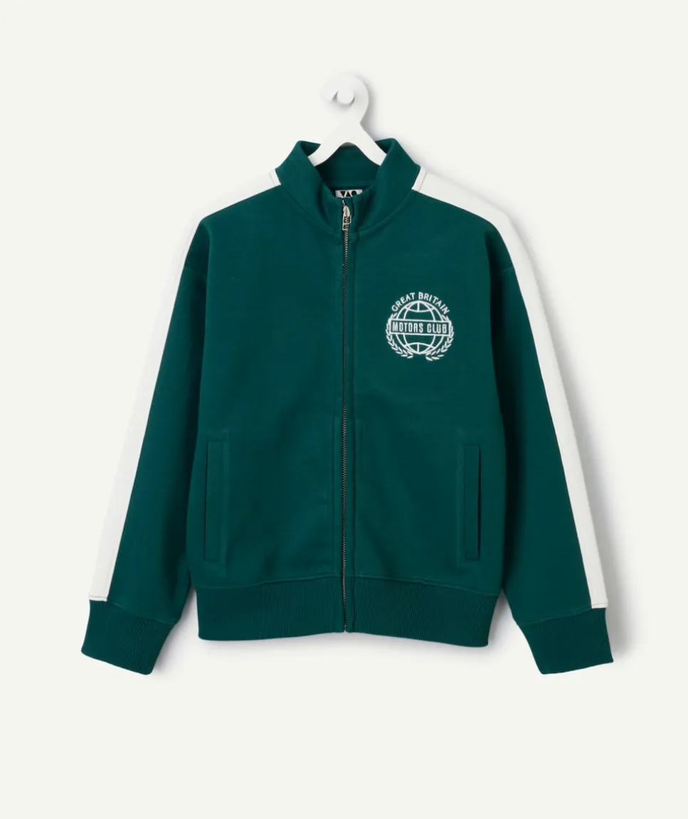 Veste zippée garçon verte et blanche