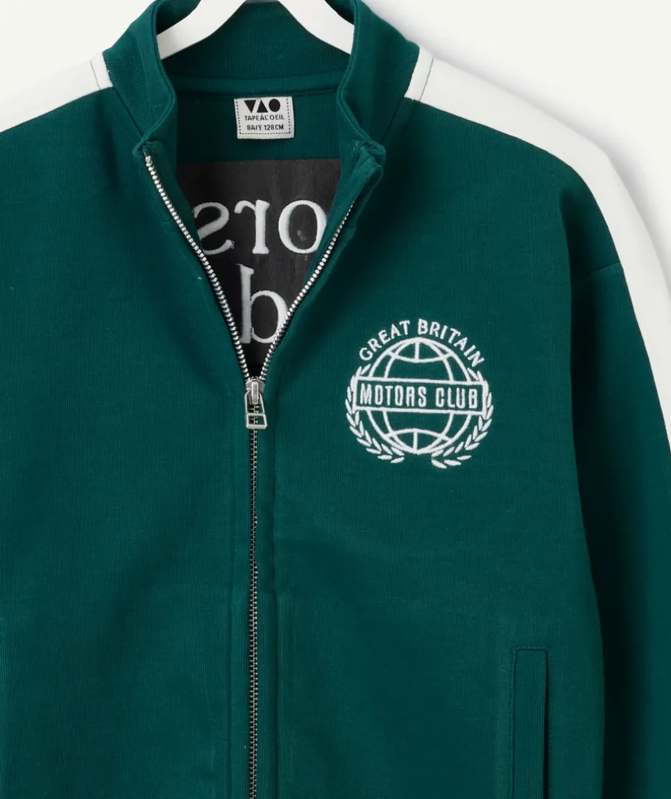 Veste zippée garçon verte et blanche